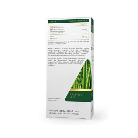Medica Herbs Krzem organiczny z bambusa 350mg wsparcie skóry, włosów i paznokci 60 kaps.