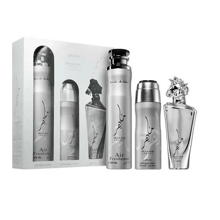 Maahir Legacy zestaw woda perfumowana spray 100ml + dezodorant spray 200ml + odświeżacz powietrza 300ml