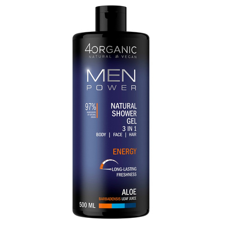 4Organic Naturalny żel pod prysznic Men Power3w1 Energy  500ml