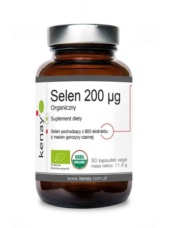 KENAY BIO Selen 200 mcg Orgen-SE® na wsparcie tarczycy, odporności, włosów i paznokci 60 kaps.